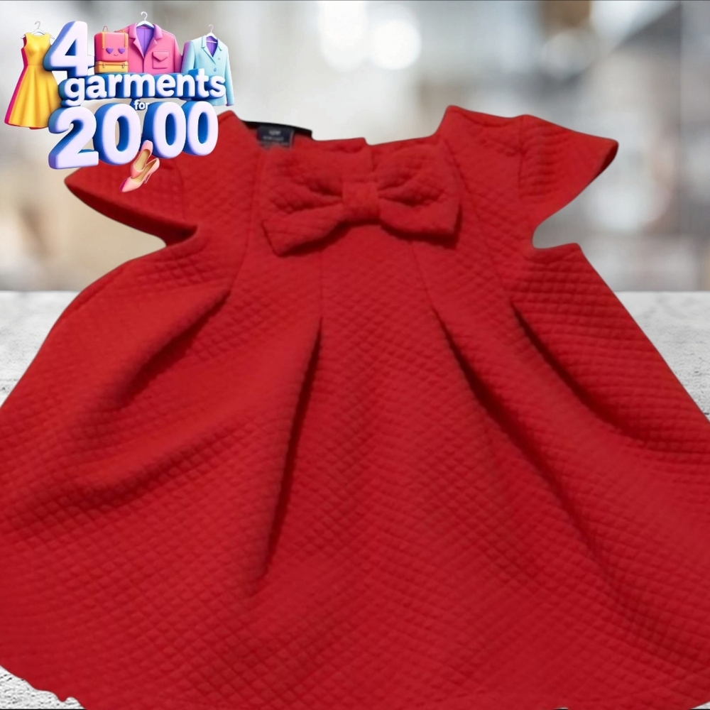 Tommy Hilfiger red quilted print red soft lightweight dress size 12 months